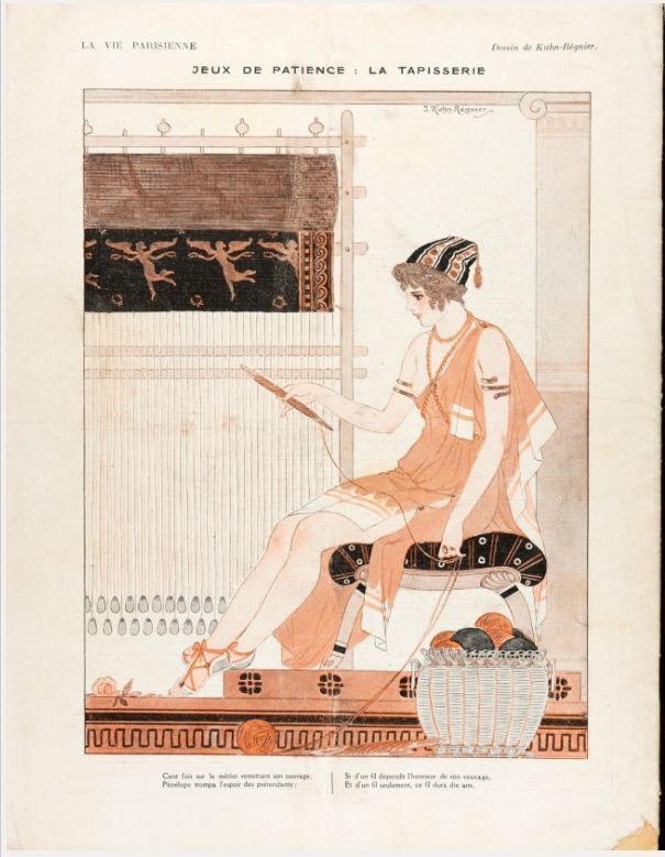 Joseph Kuhn-Régnier, Penélope en el lienzo, en “La Vie Parisienne”, 18, 4 de mayo de 1918. Colección privada